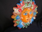 Talavera Sun And Moon Face Mexican Pottery Folk Art Hand Painted Home Decor 12 