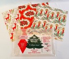 Vintage Christmas Wrapping Paper Sheets Mcm Deer  Candle  Holly  Poinsettia Pick