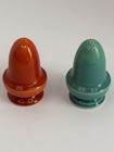 Vintage Euc Mid-century Orange   Turquoise Ceramic Salt Pepper Shakers Mod Retro