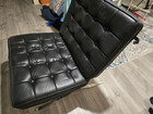 Mid Century Modern Lounge Chair Barcelona Knoll Black Leather Mies Van Der Rohe