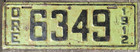 Oregon 1912 License Plate Original