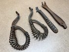 Lot Of 4 Antique Cast Iron Wood Stove Plate Lid Lifter W  Spring Handles   Other