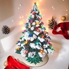 Vtg Atlantic Mold Lighted Christmas Tree Ceramic Green  Snow Covered 16     1970s