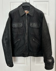 Vintage Harley-davidson Men s Black Leather    Canvas Motorcycle Jacket Rare Med