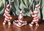 3 Geo Z Lefton Christmas Candy Cane Elf Ornaments Figurines Pixies Vintage Japan