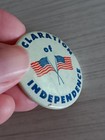 Vtg Metal Declaration Of Independence Double American Flag Pin Button 1 5 