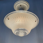 Restored Vtg Pink Semi Flush Mount Glass Ceiling Light Fixture Art Deco 30s 40s