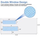 Joyberg  10 Window Envelopes 72p  Double 4 13 X 9 5 Inches  White