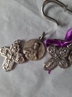 Lot Of 6 Vintage Christian Catholic Pendant Medal Religious Silver Tone