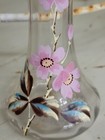 Antique Victorian Blown Glass Vase With Hand Painted Enamel Wild Roses