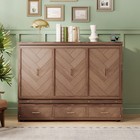 Queen Murphy Bed With Usb  Pine Wood Wall Bed For Guest Room