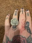 King Baby 925  Silver  Rose Flower Statement Band Ring Size 11