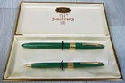 Vintage Sheaffer s Pastel Green Snorkel Fountain Pen   Pencil Set 14kt Gold Nib