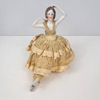 Antique German Porcelain Pin Cushion Doll 6  Rare Vintage Collectible Gifts