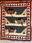 Handmadechristmasvillagescene Throw Bordered By Christmas Trees Quilt  46 w 56 l
