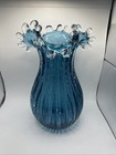Blown Glass Vase - Blue  Transparent  Unique  Modern Art
