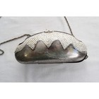 Vintage Silver Evening Bag Purse Sequin Silver Rhinestones Latch