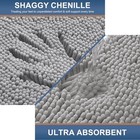 24x16 Mimifly Bathroom Rug Chenille Shaggy Washable Shower Floor Mat Gray
