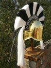 Viking Greek Corinthian Medieval Antique Armor With Black White Plume Helmet