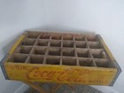 Vtg 1954 Yellow Coca-cola Wood Crate W dividers Red Writing Distressed From Age