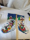 Vtg Disney Quilted Christmas Stocking Characters Sledding   Skiing 15  Set Of 2