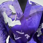 Japanese Kimono Robe Womens One Size Purple Cranes Matching Belt