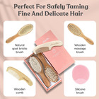 4 Piece Wooden Baby Hair Brush And Comb Set For Newborns   Toddlers In Chic Gift