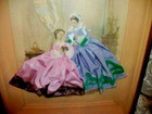 Antique La Mode Ilustree French Fashion Ladies Print Dressed Fabric 3d Shadowbox