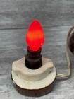 Vintage Owl Night Light Brown Gold Glazed Red Bulb Works