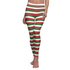 Red Green Stripe Holiday Leggings Elf Costume Christmas Party Winter