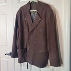 Vintage Rover   Lakes Embroidered Leather Jacket Double Breasted Brown Us 44 