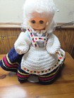 Female Vintage Doll With Hand Crocheted Dress And Hat