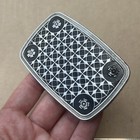 Vintage Silver Black Metal Western Cowboy Belt Buckle Rectangular Geometric