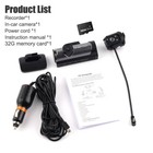 2 Lens Dash Cam 1080p Hd Car Dvr Video Recorder Front inside Camera Night Vision