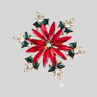 Red Crystal Enamel Christmas Winter Snowflake Brooch Pin