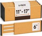 6-pack Bamboo Drawer Dividers - 6 Inch High - Adjustable 11 To 17