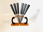 Art Deco Set Of 6 Rostfrei Fruit Knives And Lucite Stand Bakelite Vintage German