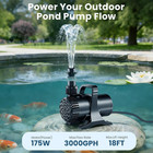 175w 3000 Gph Pond Pump  High Flow Heavy Duty Submersible Water Pump For Large