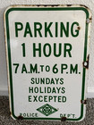 Early Porcelain 2-sided California Aaa 1 Hr Parking Street Sign Police Dept 