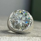 8ct Round Cut Genuine Moissanite Men s Engagement Ring 14k White Gold Plated
