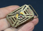Vintage Sterling Silver Masonic Belt Buckle Star Horns Sword