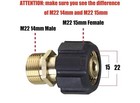 Pressure Washer Adapter Metric M22 15mm Female Thread To M22 14mm Male 4500 Psi