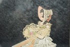 Vintage Framed Textile Art Victorian Lady Fabric Ribbon Lace Collage Wall Decor