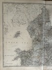 1876 North England   Wales Large Hand Coloured Original Antique Map By Johnston