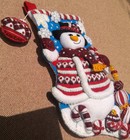 Bucilla Felt Christmas Stocking 18 Inch  Completed Handmade Beaded And Sequined