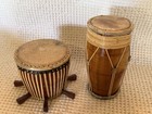 Small Handmade Rebana Ubi And Conga Drum Made Of Animal Rawhide   Wood Folk Art
