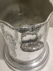 Antique Silver Metal Sheffield Reproduction Wine Bottle Holder With Handles 7 