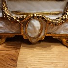 Louis Philippe Paris Cherub Planter Flower Cache Pot White Faux Marble Gold Trim