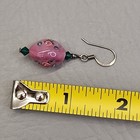 Vintage Glass Bead Earrings Pink Flower Pearlized Lampwork 1 5 