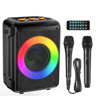 Bluetooth 5 0 Speaker With 2 Microphone Karaoke Machine Music Player Xmas Party